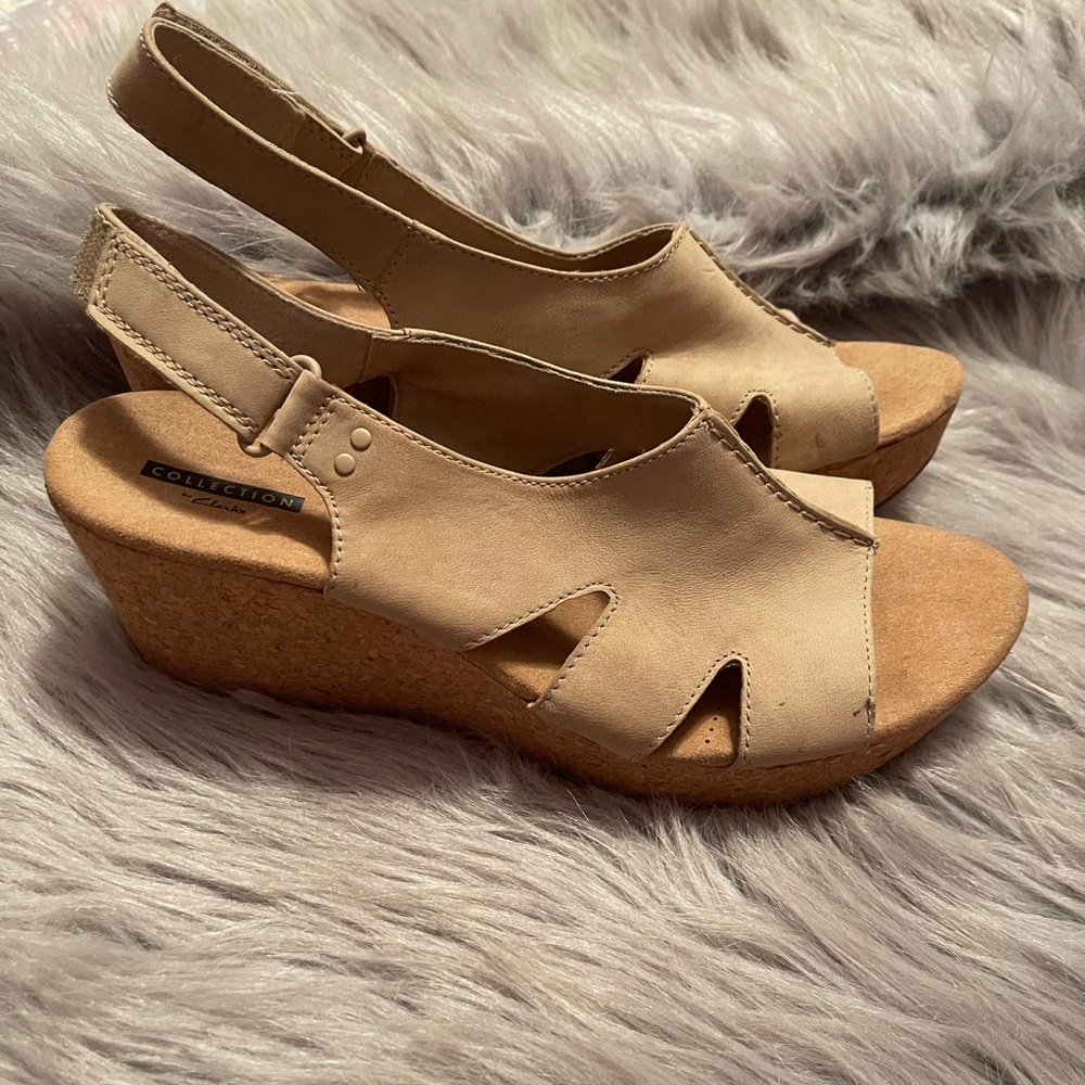 Clark’s vegan suede wedges size 11 worn once